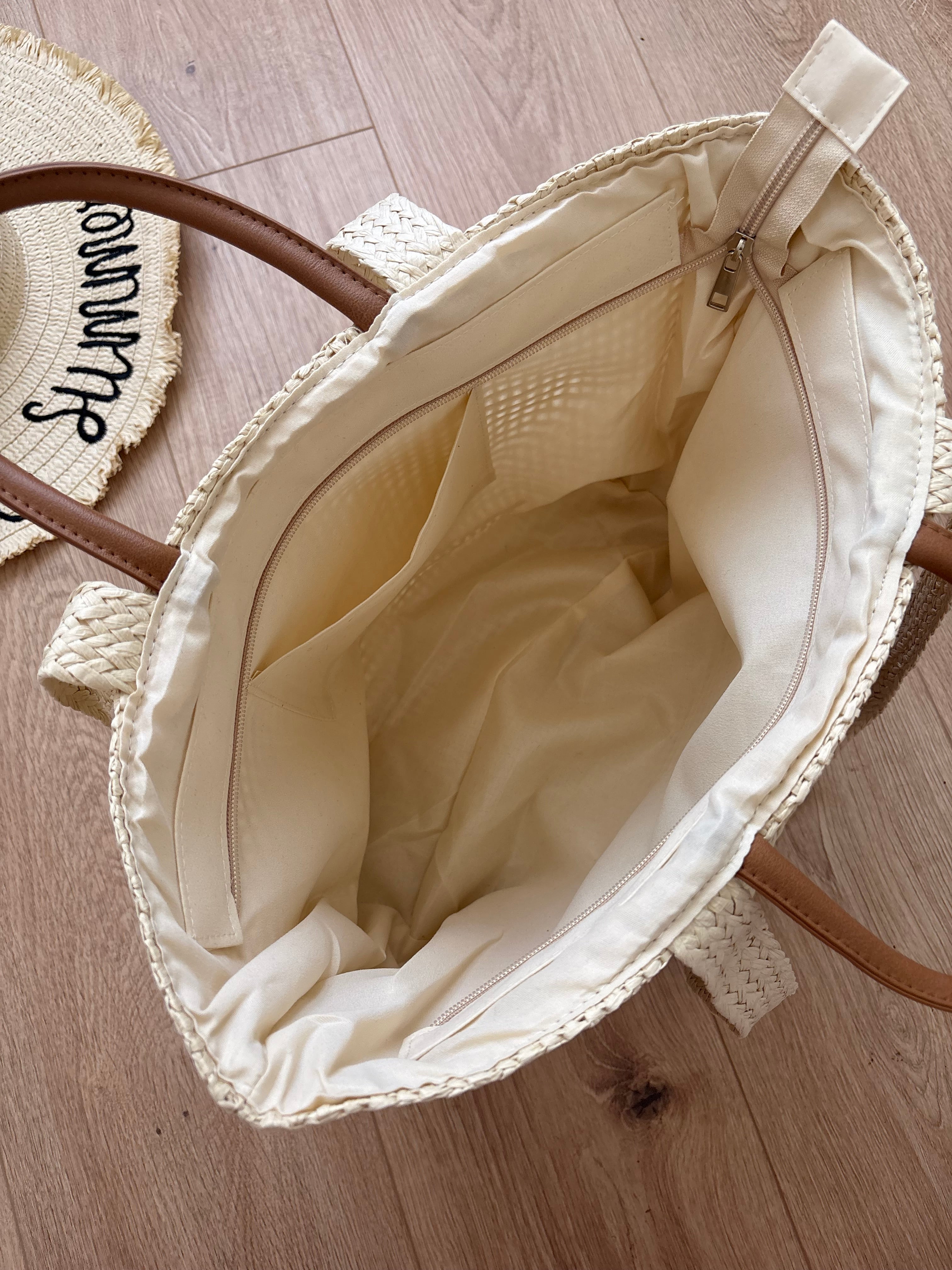 Sac tressé personnalisé - Beige